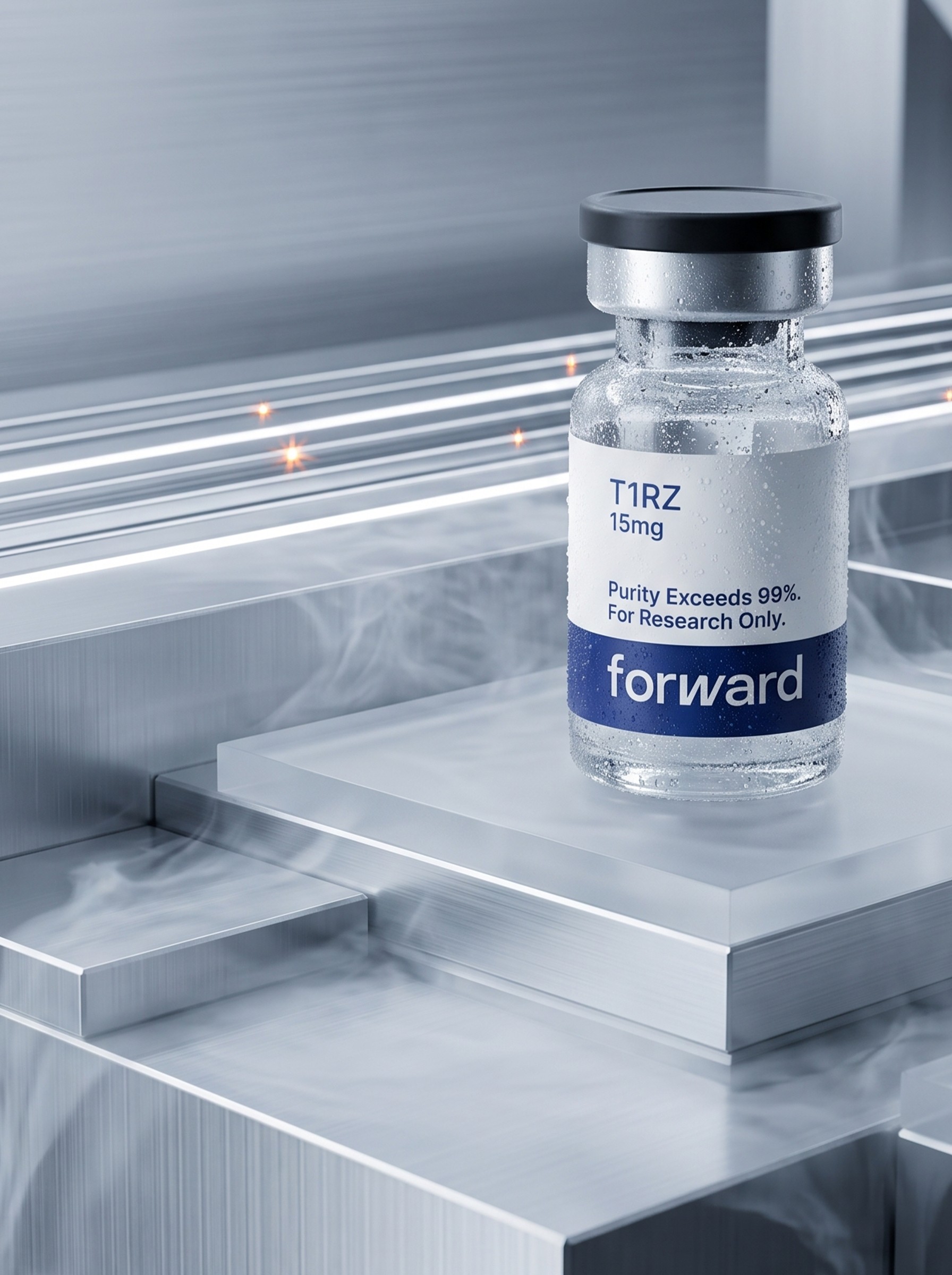 Tirzepatide research vial in a precision laboratory setting